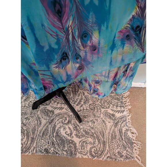 Deb Vtg 90s Y2K Dress Womens 24 Strapless Embellished High-lo Blue Peacock Maxi - Picture 6 of 16
